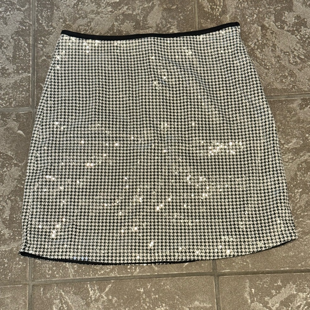 Sanctuary Women's Sequin Mini Skirt Houndstooth Size S Party Side Zip NWT $79